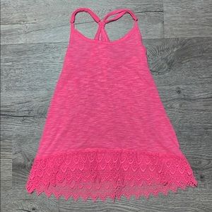 NWOT Pink Tank Top with Lace